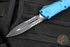 Microtech Combat Troodon Gen III OTF Knife- Double Edge- Blue Handle- Black Part Serrated Edge Blade 1142-2 BL Gen III