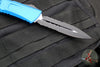 Microtech Combat Troodon Gen III OTF Knife- Double Edge- Blue Handle- Black Part Serrated Edge Blade 1142-2 BL Gen III