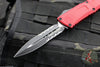 Microtech Combat Troodon Gen III OTF Knife- Double Edge- Red Handle- Black Part Serrated Edge Blade 1142-2 RD Gen III