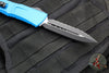 Microtech Combat Troodon Gen III OTF Knife- Double Edge- Blue Handle- Black Full Serrated Edge Blade 1142-3 BL Gen III