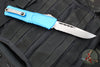 Microtech Combat Troodon Gen III OTF Knife- Single Edge- Blue Handle- Apocalyptic Part Serrated Blade 1143-11 APBL Gen III