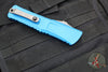 Microtech Combat Troodon Gen III OTF Knife- Single Edge- Blue Handle- Apocalyptic Part Serrated Blade 1143-11 APBL Gen III