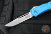 Microtech Combat Troodon Gen III OTF Knife- Single Edge- Blue Handle- Stonewash Part Serrated Blade 1143-11 BL Gen III