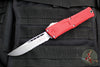 Microtech Combat Troodon Gen III OTF Knife- Single Edge- Red Handle- Stonewash Part Serrated Blade 1143-11 RD Gen III