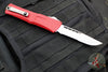 Microtech Combat Troodon Gen III OTF Knife- Single Edge- Red Handle- Stonewash Part Serrated Blade 1143-11 RD Gen III