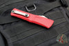 Microtech Combat Troodon Gen III OTF Knife- Single Edge- Red Handle- Stonewash Part Serrated Blade 1143-11 RD Gen III