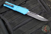 Microtech Combat Troodon Gen III OTF Knife- Single Edge- Blue Handle- Black Part Serrated Edge Blade 1143-2 BL Gen III