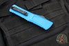 Microtech Combat Troodon Gen III OTF Knife- Single Edge- Blue Handle- Black Part Serrated Edge Blade 1143-2 BL Gen III