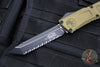 Microtech Combat Troodon Gen III OTF Knife- Tanto Edge- OD Green Handle- Black Full Serrated Edge Blade 1144-3 OD Gen III