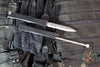 Microtech Nemesis IV- Double Edge- Marfione Select- Black Handle- Stonewash Full Serrated Blade 1152-12 MS1