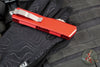 Microtech Scarab II- Gen III- Executive- Single Edge- Red Handle- Apocalyptic Blade 1176-10 APRD