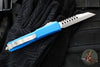 Microtech Ultratech OTF Knife- Warhound- Blue Handle- Stonewash Blade 119W-10 BLS