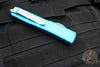 Microtech Ultratech OTF Knife- Bayonet Edge- Turquoise Handle- Apocalyptic Finished Part Serrated Blade 120-11 APTQ