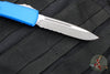 Microtech Ultratech OTF Knife- Single Edge- Blue Handle- Apocalyptic Part Serrated Blade 121-11 APBL