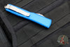 Microtech Ultratech OTF Knife- Single Edge- Blue Handle- Apocalyptic Part Serrated Blade 121-11 APBL