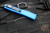 Microtech Ultratech OTF Knife- Single Edge- Blue Handle- Black Part Serrated Blade 121-2 BL