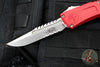 Microtech Combat Troodon Gen III OTF Knife- Interceptor Edge- Red Handle- Stonewash Part Serrated Blade 1217-11 RDS