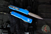Microtech Ultratech OTF Knife- Double Edge- Blue Handle- Stonewash Plain Edge blade 122-10 BL