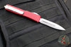 Microtech Ultratech OTF Knife- Double Edge- Merlot Red with Stonewash Part Serrated Blade 122-11 MR