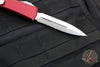 Microtech Ultratech OTF Knife- Double Edge- Merlot Red with Stonewash Part Serrated Blade 122-11 MR
