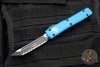 Microtech Ultratech OTF Knife- Tanto Edge- Blue Handle- Black Full Serrated Blade 123-3 BL