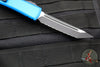 Microtech Ultratech OTF Knife- Tanto Edge- Blue Handle- Black Full Serrated Blade 123-3 BL