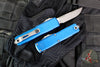 Microtech UTX-85 OTF Knife- GEN IV- Single Edge- Blue Finished Handle- Apocalyptic Blade 12314-10 APBL