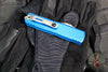 Microtech UTX-85 OTF Knife- GEN IV- Single Edge- Blue Handle- Apocalyptic Part Serrated Blade 12314-11 APBL