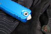 Microtech UTX-85 OTF Knife- GEN IV- Single Edge- Blue Handle- Apocalyptic Part Serrated Blade 12314-11 APBL