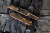 Microtech UTX-85 OTF Knife- GEN IV- Single Edge- Topographic Orange/Black Camo Finished Handle And Plain Edge Blade 12314-1 TPBKORCS