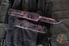 Microtech UTX-85 OTF Knife- GEN IV- Single Edge- Topographic Pnk/Black Camo Finished Handle And Plain Edge Blade 12314-1 TPBKPKCS