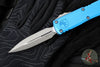 Microtech UTX-85 OTF Knife- GEN III- Double Edge- Blue Handle- Apocalyptic Blade 1232-10 APBL