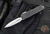 Microtech UTX-85 OTF Knife- GEN IV- Double Edge- Black Handle- Stonewash Full Serrated Blade 12324-12