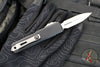 Microtech UTX-85 OTF Knife- GEN IV- Double Edge- Black Handle- Stonewash Full Serrated Blade 12324-12