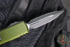 Microtech UTX-85 OTF Knife- GEN IV- Double Edge- OD Green Handle- Black Full Serrated Blade 12324-3 OD