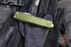 Microtech UTX-85 OTF Knife- GEN IV- Tanto Edge- OD Green Handle- Stonewash Part Serrated Blade 12334-11 OD