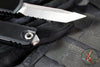Microtech UTX-85 OTF Knife- GEN IV- Tanto Edge- Black Handle- Stonewash Part Serrated Blade 12334-11