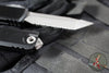 Microtech UTX-85 OTF Knife- GEN IV- Tanto Edge- Black Handle- Apocalyptic Full Serrated Blade 12334-12 AP
