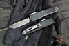Microtech UTX-85 OTF Knife- GEN IV- Tanto Edge- Black Handle- Stonewash Full Serrated Blade 12334-12