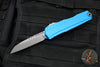 Microtech Cypher II- Single Edge- Blue Handle- Apocalyptic Plain Edge Blade 1241-10 APBL