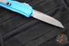 Microtech Cypher II- Single Edge- Blue Handle- Apocalyptic Plain Edge Blade 1241-10 APBL