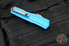Microtech Cypher II- Single Edge- Blue Handle- Apocalyptic Plain Edge Blade 1241-10 APBL