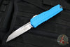 Microtech Cypher II- Single Edge- Blue Handle- Stonewash Plain Edge Blade 1241-10 BL