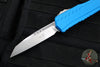 Microtech Cypher II- Single Edge- Blue Handle- Stonewash Plain Edge Blade 1241-10 BL