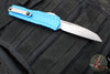 Microtech Cypher II- Single Edge- Blue Handle- Stonewash Plain Edge Blade 1241-10 BL