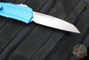 Microtech Cypher II- Single Edge- Blue Handle- Stonewash Plain Edge Blade 1241-10 BL