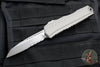 Microtech Cypher II- Single Edge- Natural Clear Finished Handle- Apocalyptic Part Serrated Edge Blade 1241-11 APNC