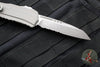 Microtech Cypher II- Single Edge- Natural Clear Finished Handle- Apocalyptic Part Serrated Edge Blade 1241-11 APNC