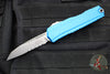 Microtech Cypher II- Single Edge- Blue Handle- Stonewash Part Serrated Edge Blade 1241-11 BL