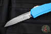 Microtech Cypher II- Single Edge- Blue Handle- Stonewash Part Serrated Edge Blade 1241-11 BL